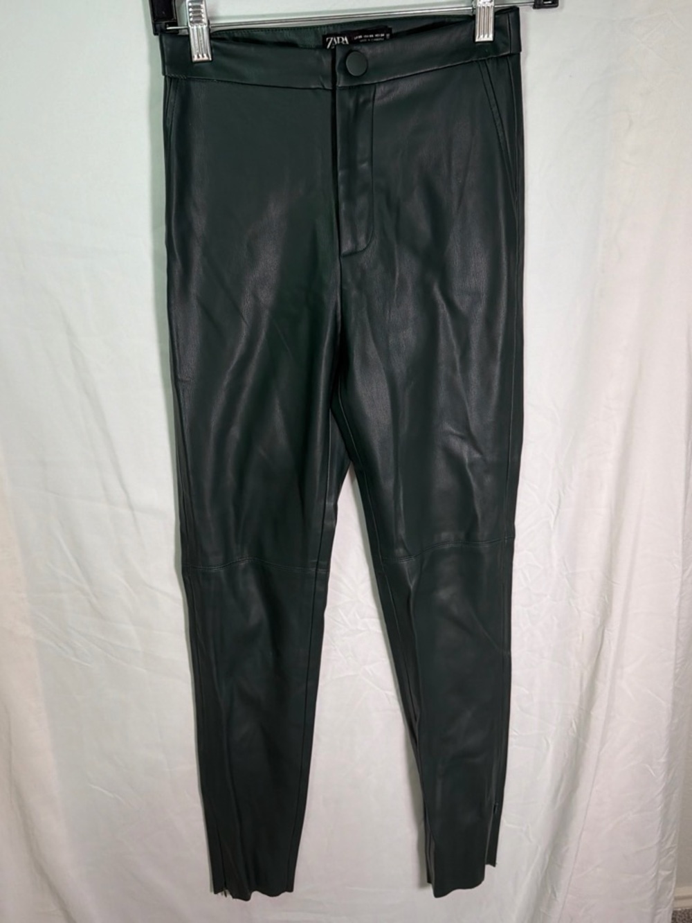 Zara Dark Green Faux Leather Tapered Pants